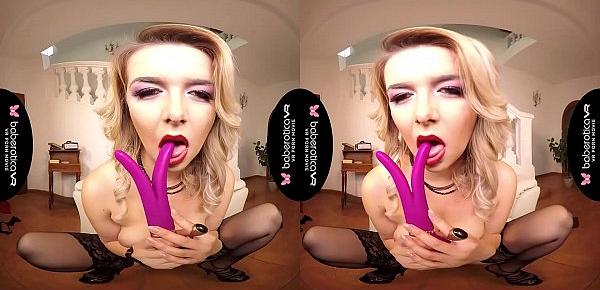  Solo blonde woman, Nikky Dream is masturbating, in VR
